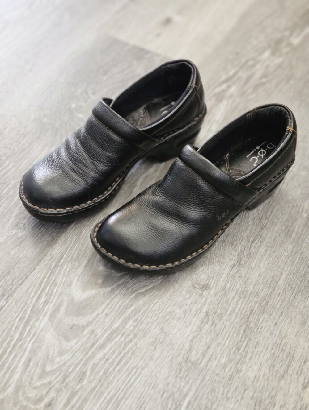 B.O.C. Peggy Slip-on Clog Black Pebbled Leather Womens 8